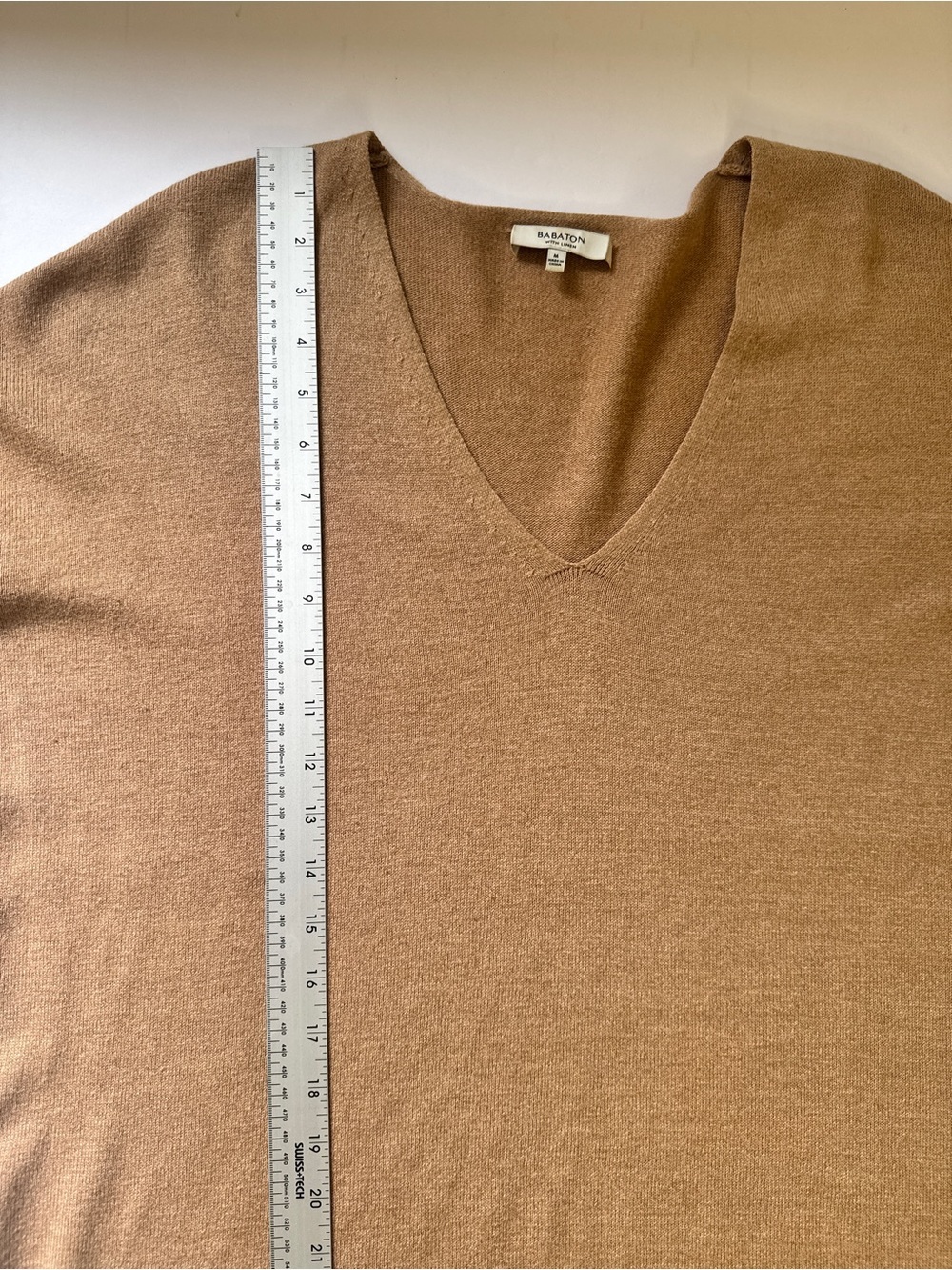 Aritizia Babaton Linen Baylor Sweater Long Sleeve Wool Blend Tan Sz M - Picture 7 of 16